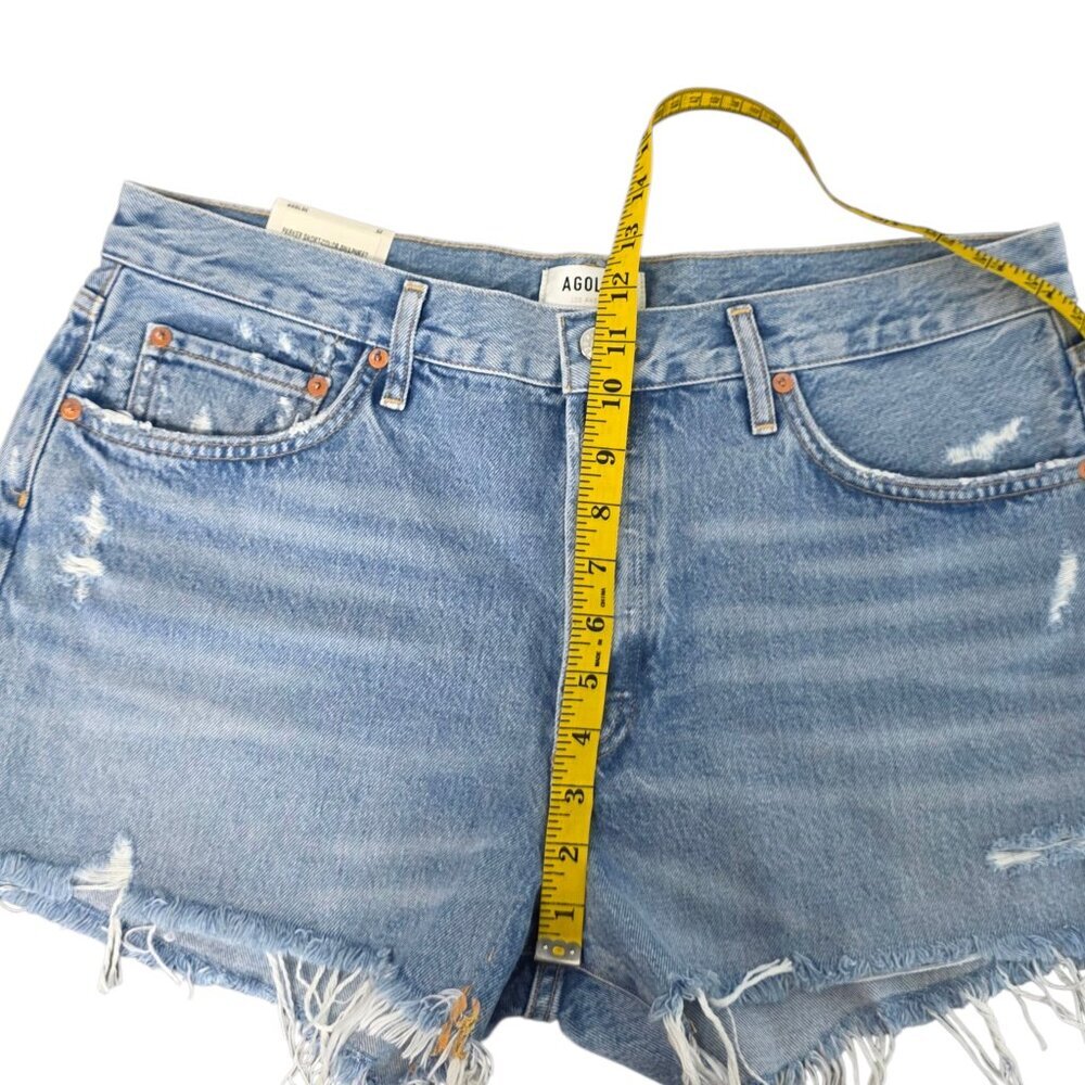 AGOLDE Parker Shorts, Vintage Cut Off, Fray Hem, High Rise, Button Fly, Denim,32 - Picture 8 of 11